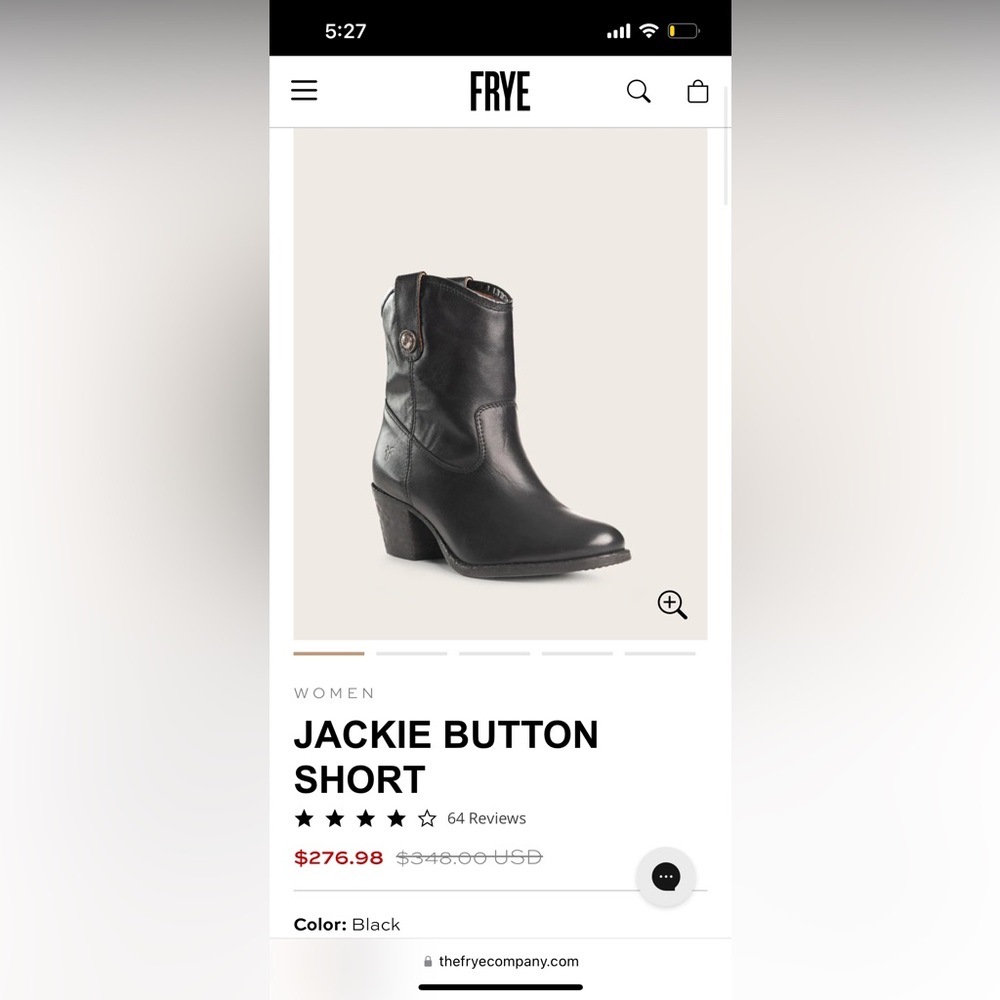 Frye Jackie Button Short Boot Distressed Black Si… - image 2